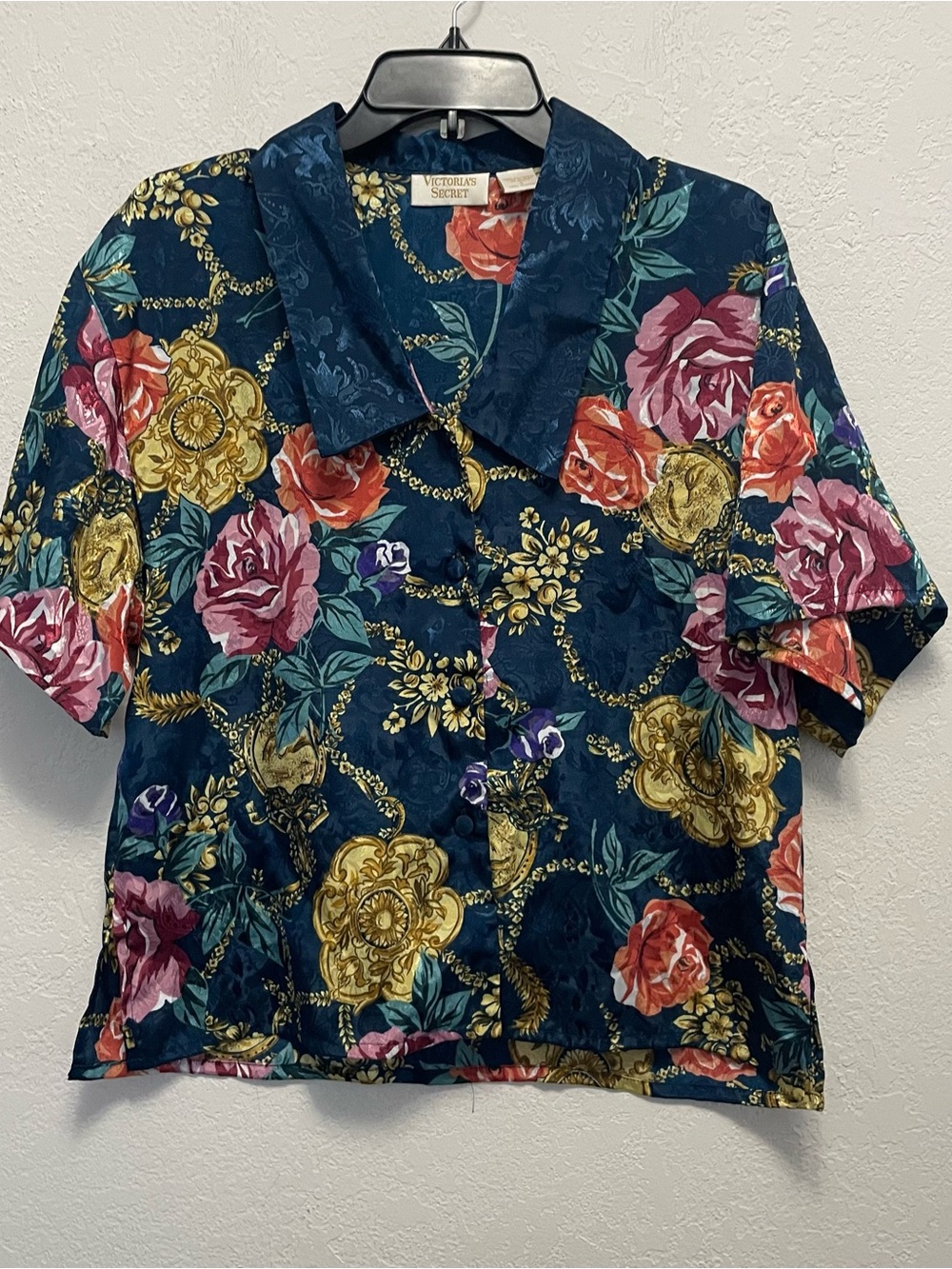 VTG 90s Victorias Secret Gold Label Night Shirt S Oversize Floral Paisley